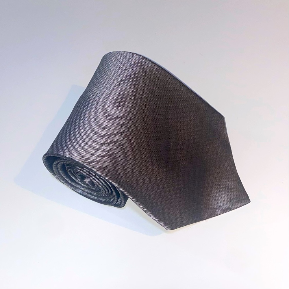 CARLO PALAZZI Men’s Necktie Grey Solid Design 100% Italian Silk